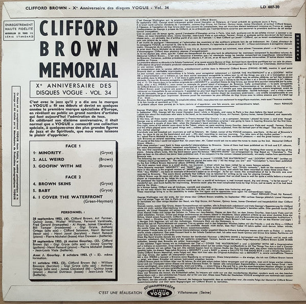 Clifford Brown : Memorial (LP, Comp, Mono)