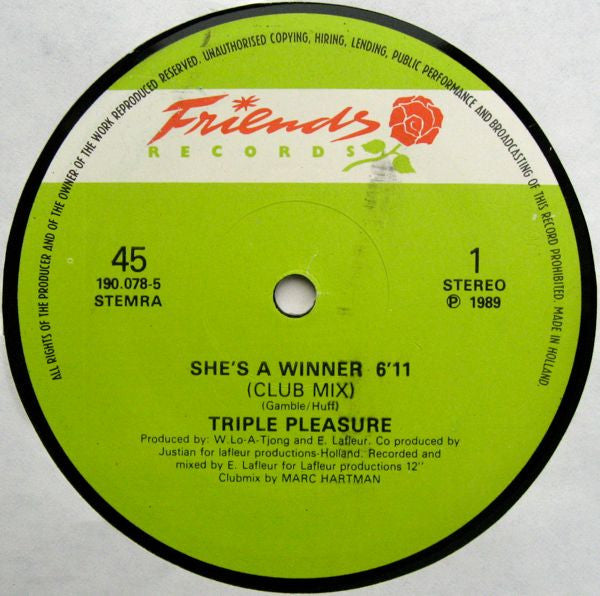 Tripple Pleasure : She's A Winner (12")
