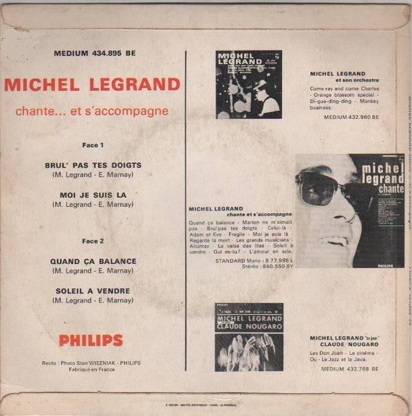 Michel Legrand : Chante Et S'Accompagne (7", EP, Mono)