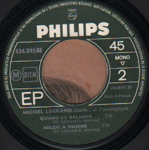 Michel Legrand : Chante Et S'Accompagne (7", EP, Mono)
