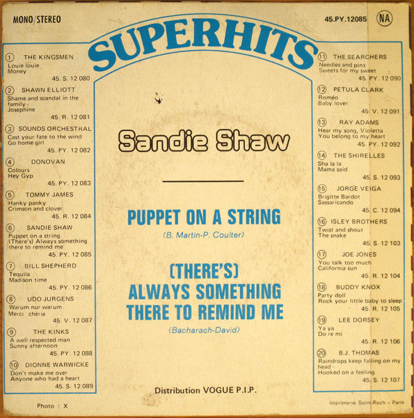 Sandie Shaw : Puppet On A String / (There's) Always Something There To Remind Me (7")