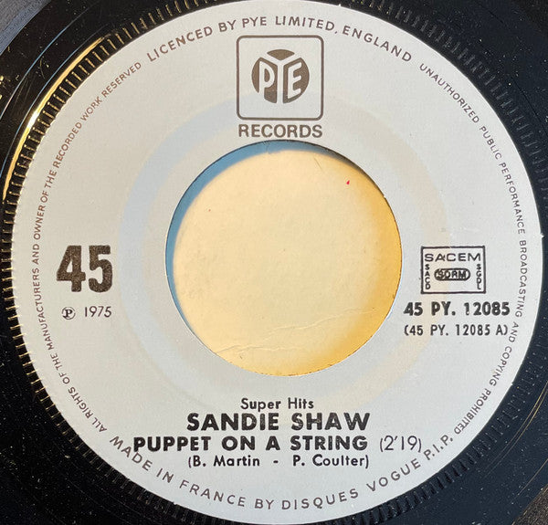 Sandie Shaw : Puppet On A String / (There's) Always Something There To Remind Me (7")