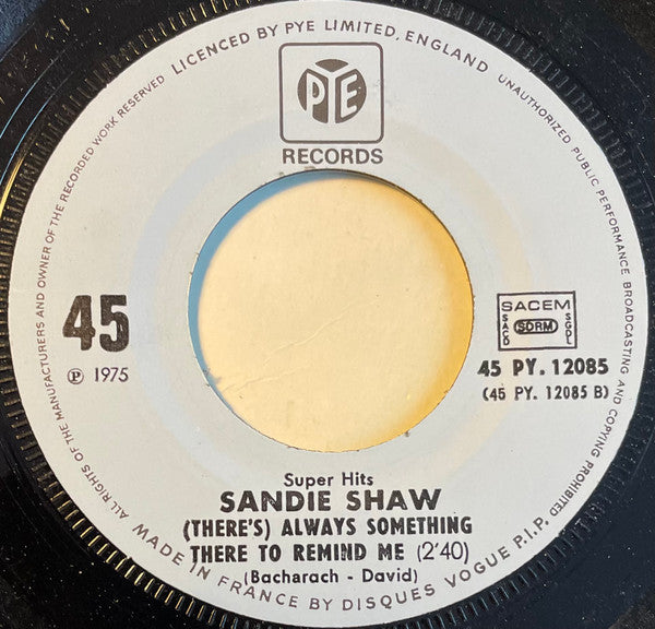 Sandie Shaw : Puppet On A String / (There's) Always Something There To Remind Me (7")