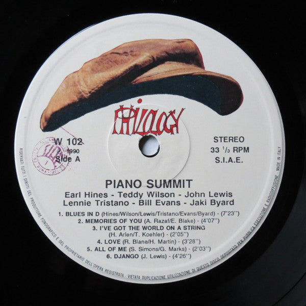 Earl Hines - Teddy Wilson - John Lewis (2) - Lennie Tristano - Bill Evans - Jaki Byard : Piano Summit (LP, Album)