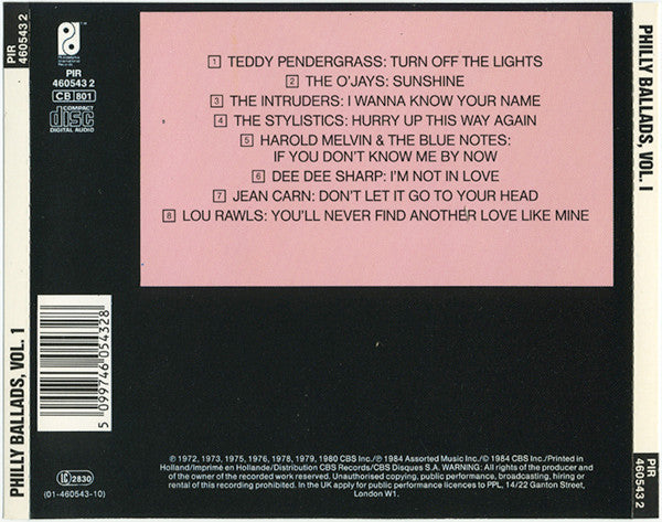 Various : Philly Ballads, Volume 1 (CD, Album, Comp, RE)