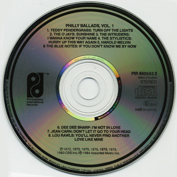 Various : Philly Ballads, Volume 1 (CD, Album, Comp, RE)
