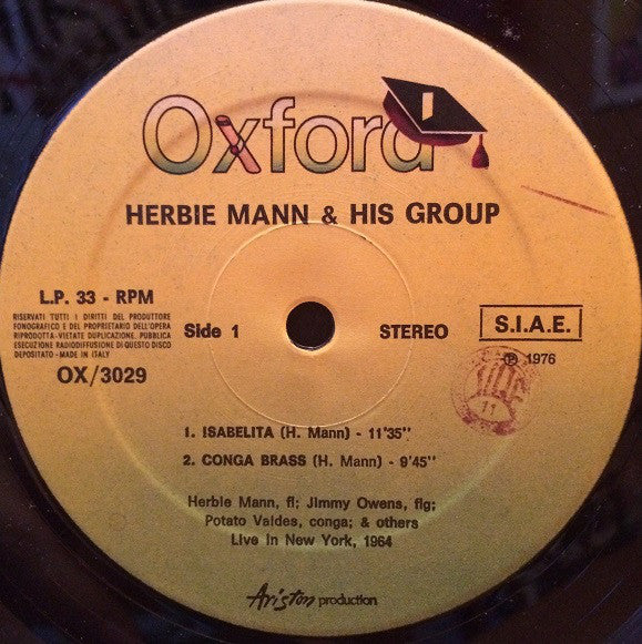 Herbie Mann : Live In New York, 1964 (LP)