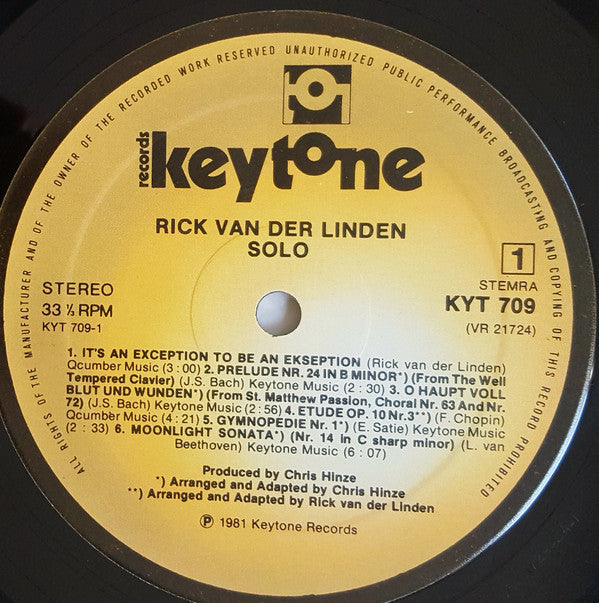 Rick van der Linden : Solo (LP, Album)