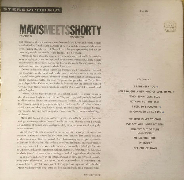 Mavis Rivers And Shorty Rogers : Mavis Meets Shorty (LP, Album)