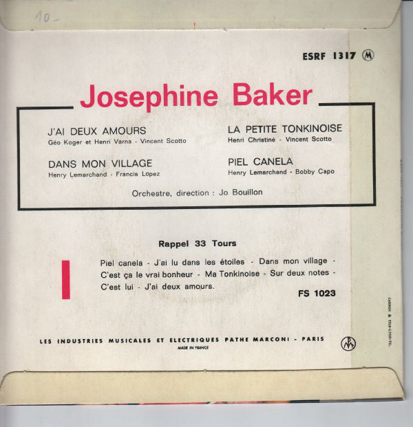 Josephine Baker : J'ai Deux Amours (7", EP)