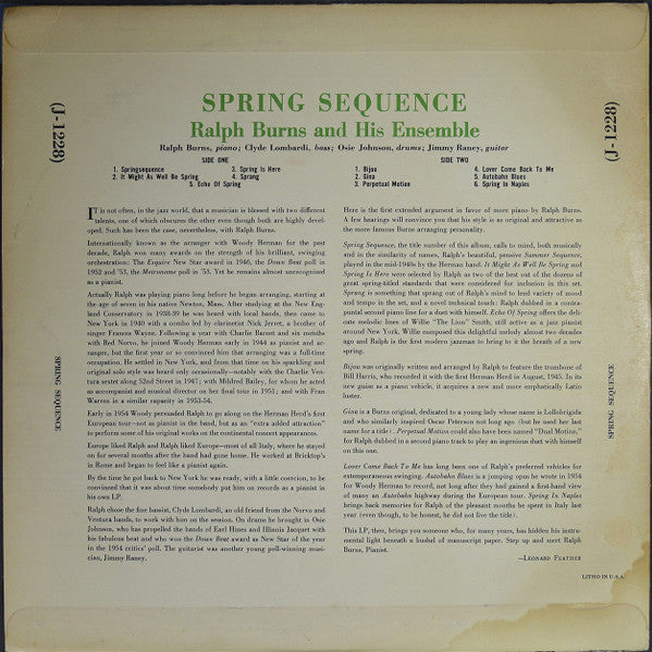 Ralph Burns And His Ensemble : Spring Sequence (LP, Comp, Mono)