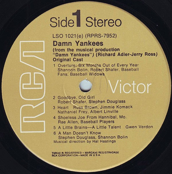 Gwen Verdon, Stephen Douglass, Ray Walston : Damn Yankees (An Original Cast Recording) (LP, Album, RE)