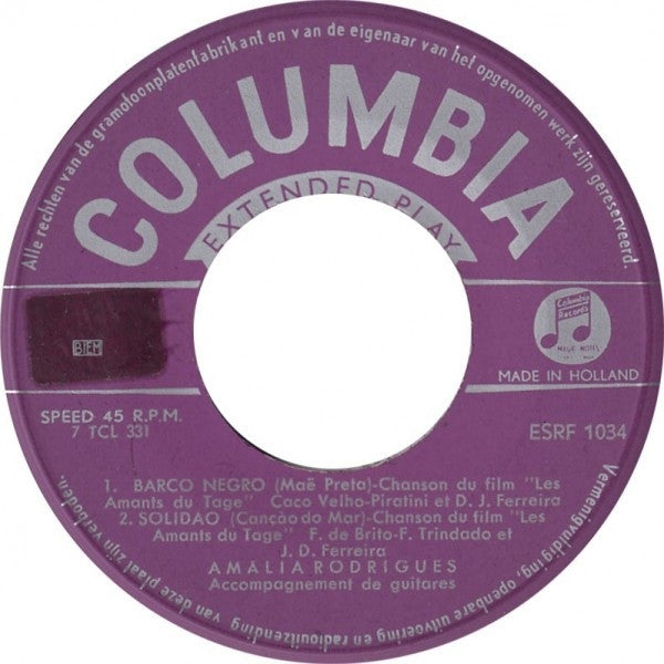 Amália Rodrigues : Les Amants Du Tage (7", EP)