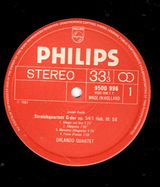 Joseph Haydn, Orlando Quartet : String Quartets = Streichquartette Op.54 Nos. 1 & 2 (LP)