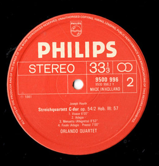 Joseph Haydn, Orlando Quartet : String Quartets = Streichquartette Op.54 Nos. 1 & 2 (LP)