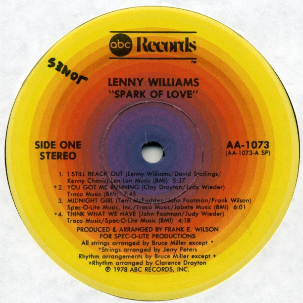 Lenny Williams : Spark Of Love (LP, Album, Spe)