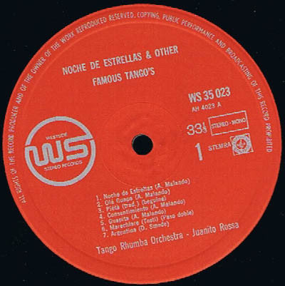 Orchestra Juanito Rossa : Noche De Estrellas And Other Famous Tango's (LP)
