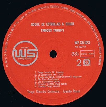 Orchestra Juanito Rossa : Noche De Estrellas And Other Famous Tango's (LP)