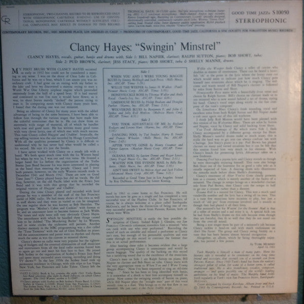 Clancy Hayes : Swingin' Minstrel (LP, Album)