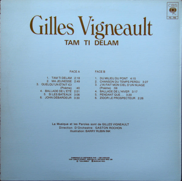 Gilles Vigneault : Tam Ti Delam (LP, Album, RE)