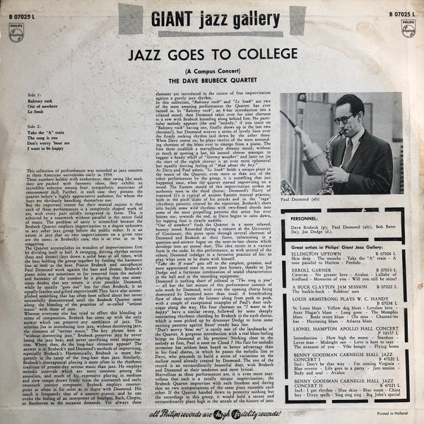 The Dave Brubeck Quartet : Jazz Goes To College (LP, Album, Ser)