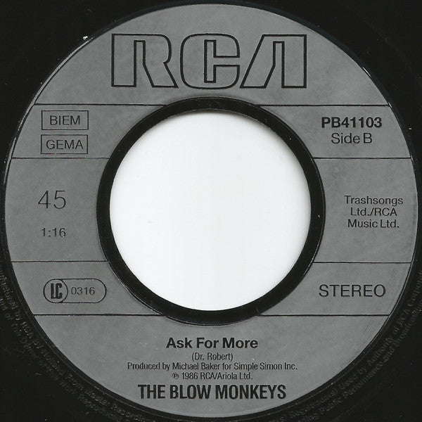 The Blow Monkeys : It Doesn't Have To Be This Way (7", Single)