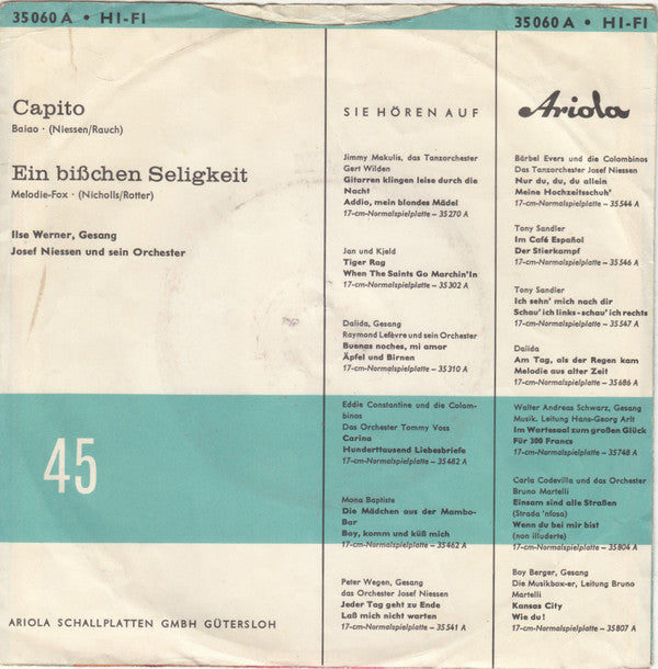 Ilse Werner : Capito (7", Single, Mono)