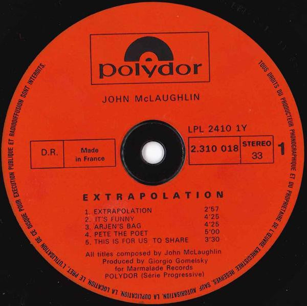 John McLaughlin : Extrapolation (LP, RE)