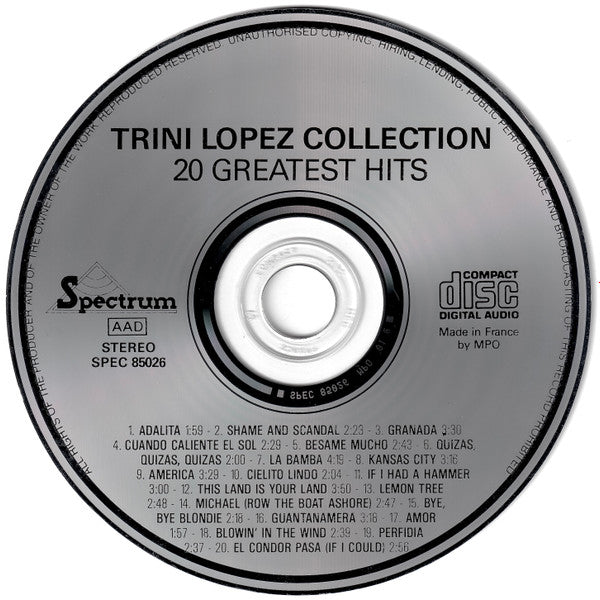 Trini Lopez : Trini Lopez - Collection 20 Greatest Hits (CD, Comp)