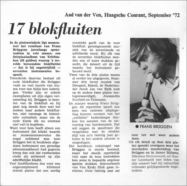 Frans Brüggen : Brüggen Met Blokfluiten (7", EP, Promo)