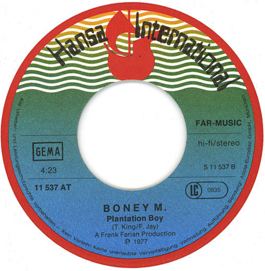 Boney M. : Belfast / Plantation Boy (7", Single)