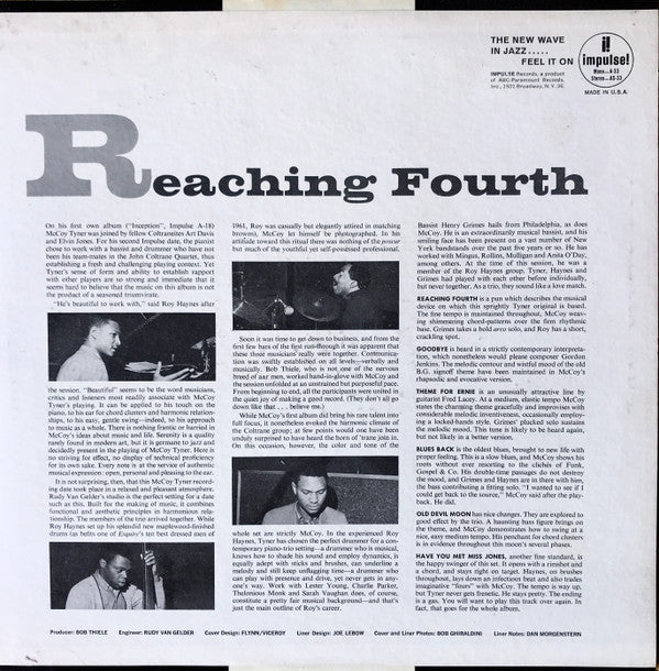 McCoy Tyner Trio With Roy Haynes And Henry Grimes : Reaching Fourth (LP, Album, Mono, Gat)