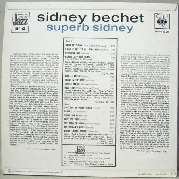 Sidney Bechet : Superb Sidney (LP, Comp, Mono)