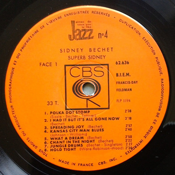 Sidney Bechet : Superb Sidney (LP, Comp, Mono)