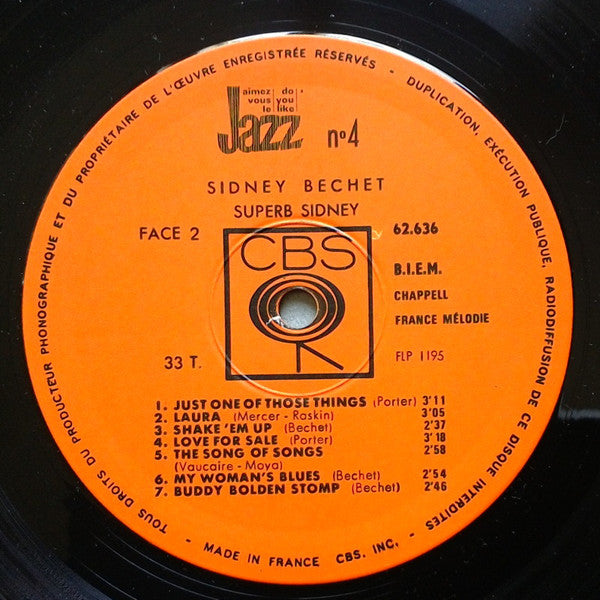 Sidney Bechet : Superb Sidney (LP, Comp, Mono)