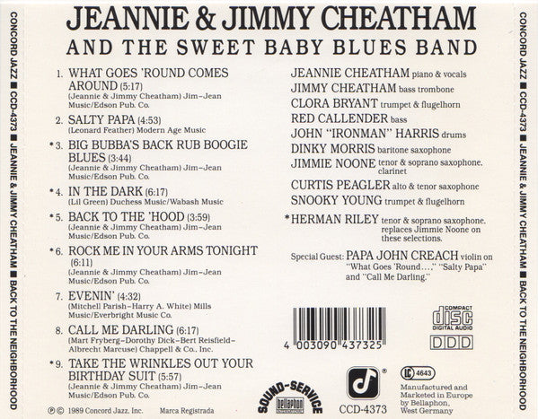 Jeannie & Jimmy Cheatham And The Sweet Baby Blues Band : Back To The Neighborhood (CD, Album)
