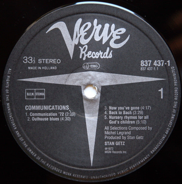 Stan Getz : Communications (LP, Album, RE)
