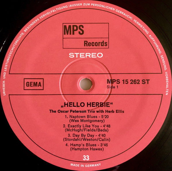 The Oscar Peterson Trio With Herb Ellis : Hello Herbie (LP, Album, Gat)
