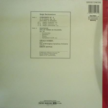 Cécile Ousset . Sir Simon Rattle / City Of Birmingham Symphony Orchestra / Sergei Vasilyevich Rachmaninoff : Concerto No.2 / Rhapsodie Sur Un Thème De Paganini (LP)