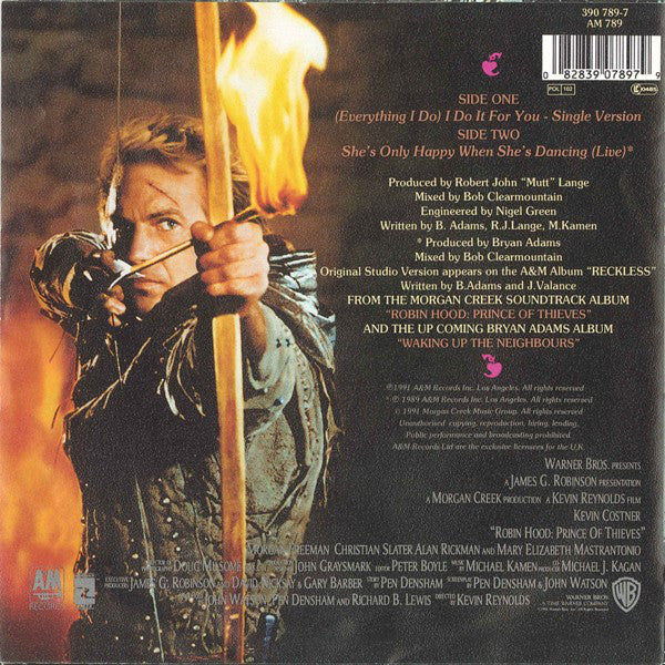 Bryan Adams : (Everything I Do) I Do It For You (7", Single)