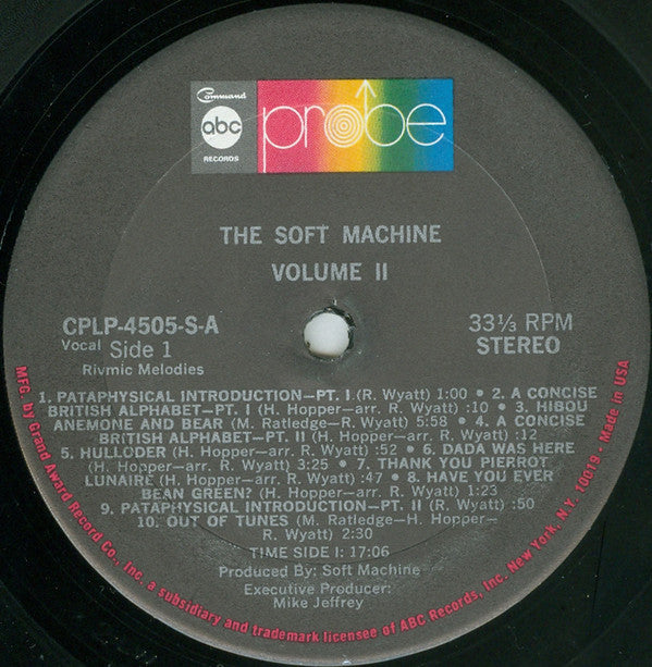 The Soft Machine* : Volume Two (LP, Album, Gat)