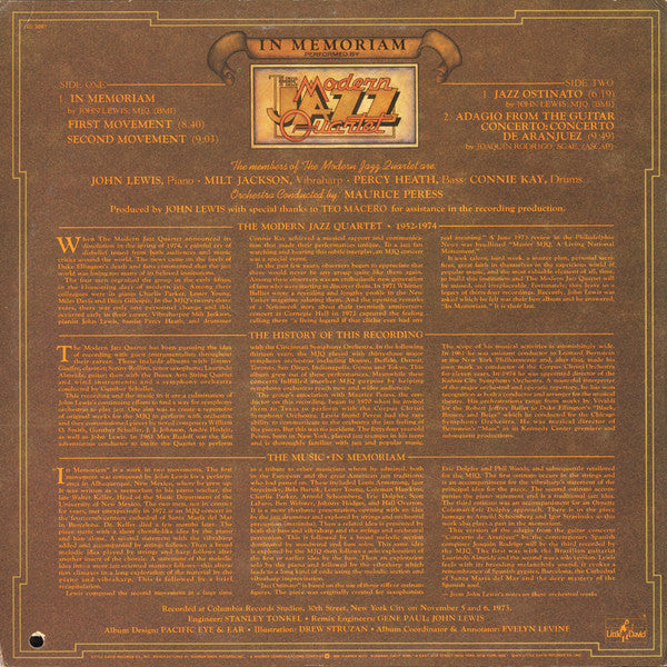 The Modern Jazz Quartet : In Memoriam (LP, Album, San)
