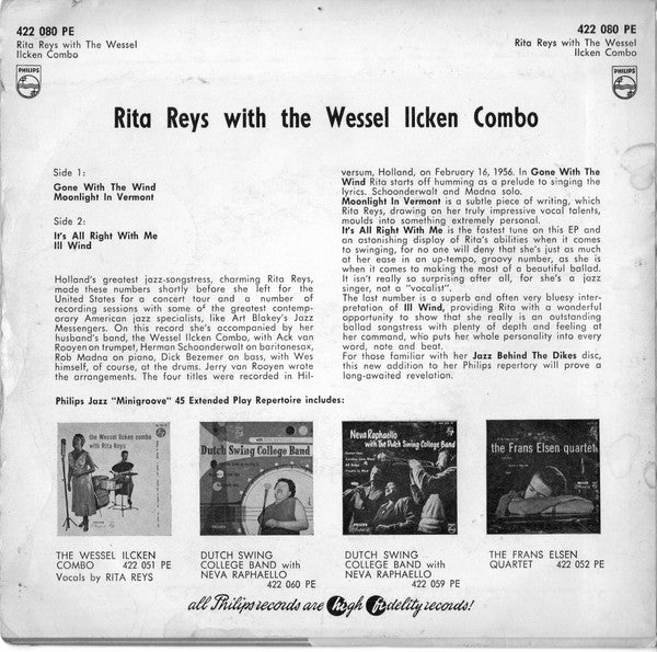 Rita Reys / The Wessel Ilcken Combo : Rita Reys With The Wessel Ilcken Combo (7", EP, Mono)