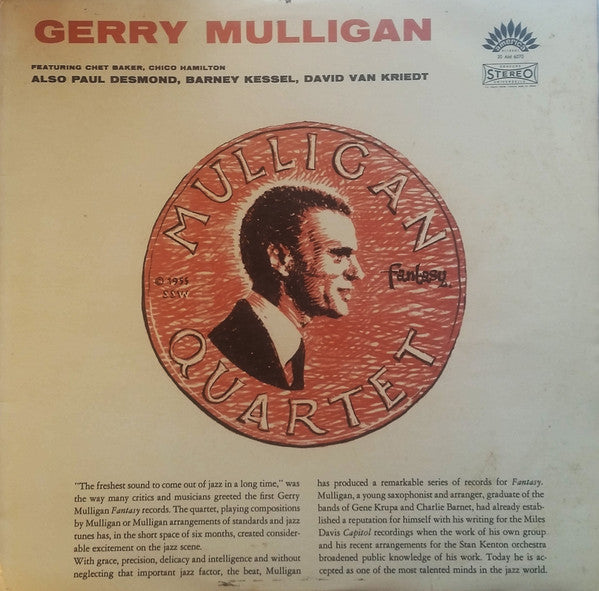 Gerry Mulligan Quartet / The Paul Desmond Quintet : Gerry Mulligan Featuring Chet Baker, Chico Hamilton Also Paul Desmond, Barney Kessel, David Van Kriedt (LP, Comp)