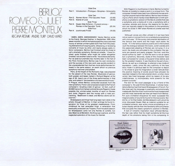 Hector Berlioz - Pierre Monteux, Regina Resnik, Andre Turp, David Ward (7) : Romeo & Juliet (Complete) (2xLP, Album, RE)