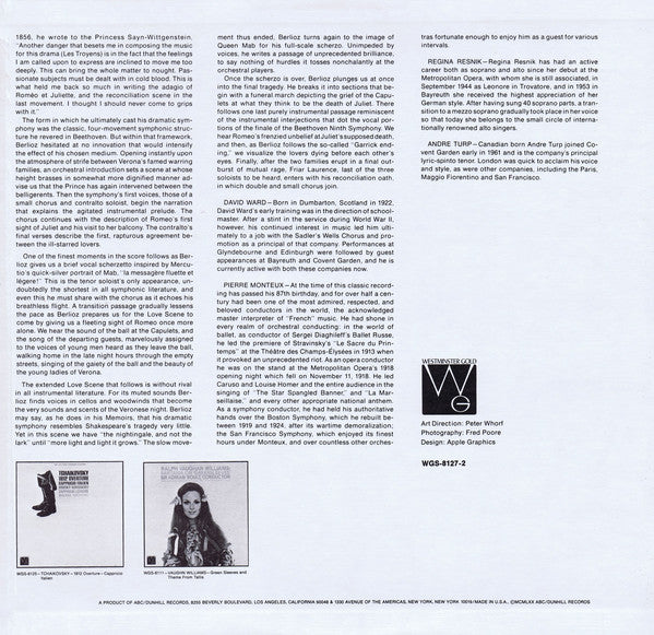 Hector Berlioz - Pierre Monteux, Regina Resnik, Andre Turp, David Ward (7) : Romeo & Juliet (Complete) (2xLP, Album, RE)