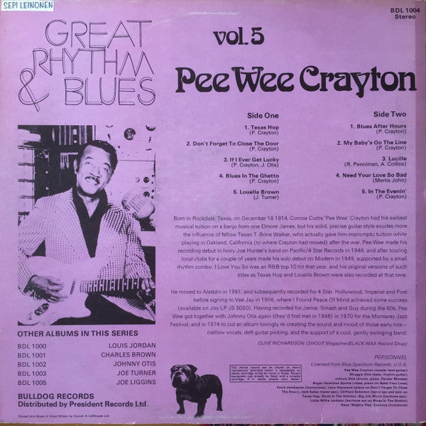 Pee Wee Crayton : Great Rhythm & Blues Vol. 5 (LP, RE)
