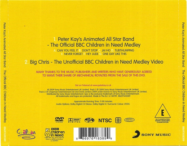 Peter Kay's Animated All Star Band : The Official BBC Children In Need Medley (DVD, Single, NTSC)