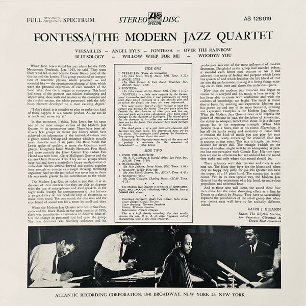 The Modern Jazz Quartet : Fontessa (LP, Album, RE)