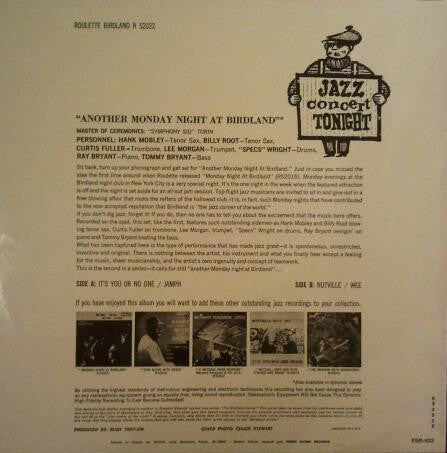 Hank Mobley, Billy Root, Curtis Fuller, Lee Morgan : Another Monday Night At Birdland (LP, Album, RE)